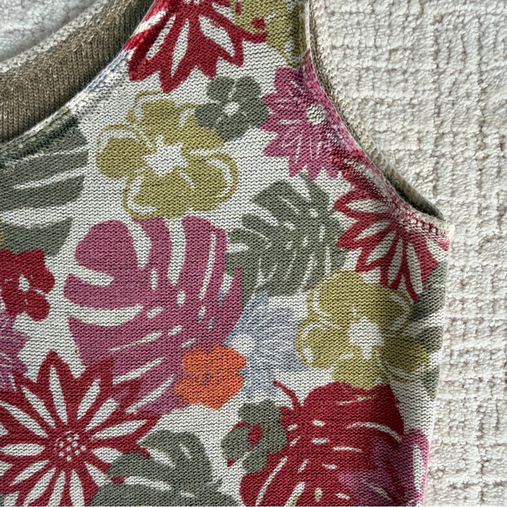 Sigrid Olsen Floral Tank Top in Red, Pink, Orange, Green, Cream - Picture 3 of 11